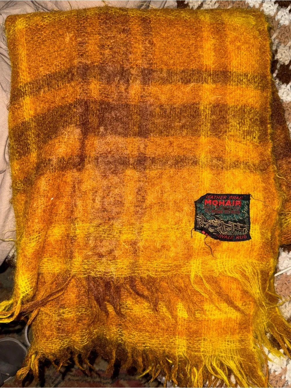 Vtg Heather Brae Scottish Mohair Wool Plaid Throw Blanket Tweedvale Rug